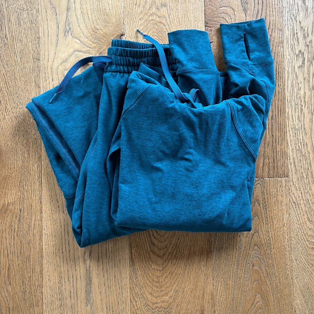 Outdoor Voices All Day set in Gulf, hoodie and pants are both size S